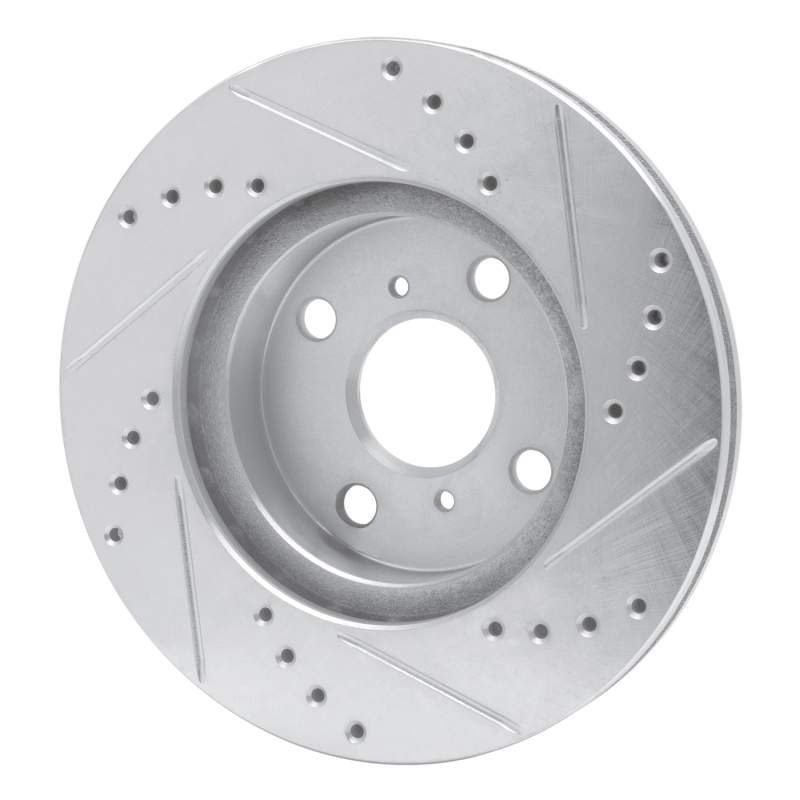Toyota Prius Brake Rotor (1) - Front Left - R1 Concepts - Drilled & Slotted - Silver - `01-`03